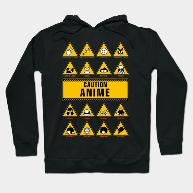 Anime Signs - Caution Hoodie by manoystee